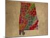 AL Colorful Counties-Red Atlas Designs-Mounted Giclee Print