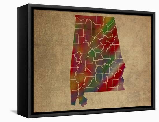 AL Colorful Counties-Red Atlas Designs-Framed Stretched Canvas