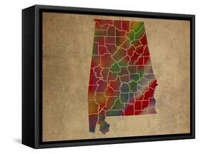 AL Colorful Counties-Red Atlas Designs-Framed Stretched Canvas