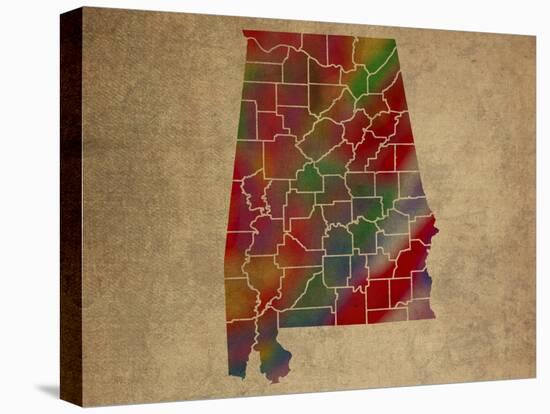 AL Colorful Counties-Red Atlas Designs-Stretched Canvas