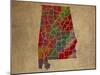 AL Colorful Counties-Red Atlas Designs-Mounted Giclee Print