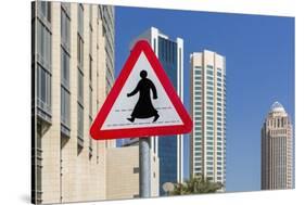 Al Dafna District (West Bay Business Quarter), Typical Pedestrian Crossing Road Sign-Massimo Borchi-Stretched Canvas