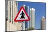 Al Dafna District (West Bay Business Quarter), Typical Pedestrian Crossing Road Sign-Massimo Borchi-Mounted Photographic Print