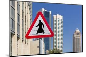 Al Dafna District (West Bay Business Quarter), Typical Pedestrian Crossing Road Sign-Massimo Borchi-Mounted Photographic Print