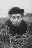 Mrs. Margaret Morse Nice Lying Flat in Grass to Study Nest of Baby Field Sparrows-Al Fenn-Photographic Print