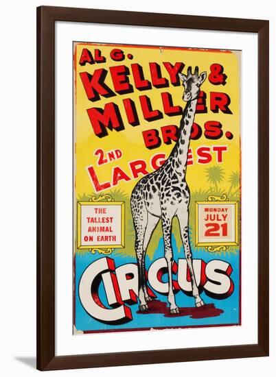 "Al G. Kelly & Miller Bros. 2nd Largest Circus: the Tallest Animal on Earth", Circa 1941-null-Framed Giclee Print