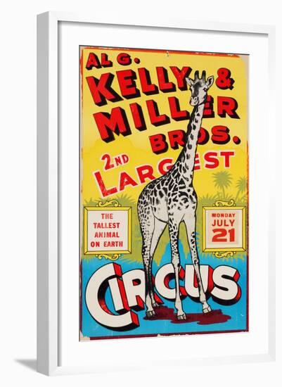 "Al G. Kelly & Miller Bros. 2nd Largest Circus: the Tallest Animal on Earth", Circa 1941-null-Framed Giclee Print