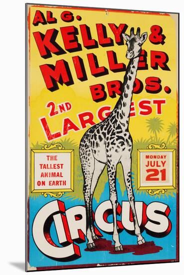 "Al G. Kelly & Miller Bros. 2nd Largest Circus: the Tallest Animal on Earth", Circa 1941-null-Mounted Giclee Print