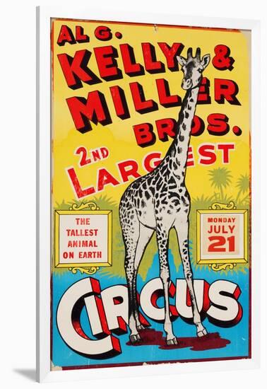 "Al G. Kelly & Miller Bros. 2nd Largest Circus: the Tallest Animal on Earth", Circa 1941-null-Framed Giclee Print