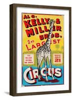 "Al G. Kelly & Miller Bros. 2nd Largest Circus: the Tallest Animal on Earth", Circa 1941-null-Framed Giclee Print