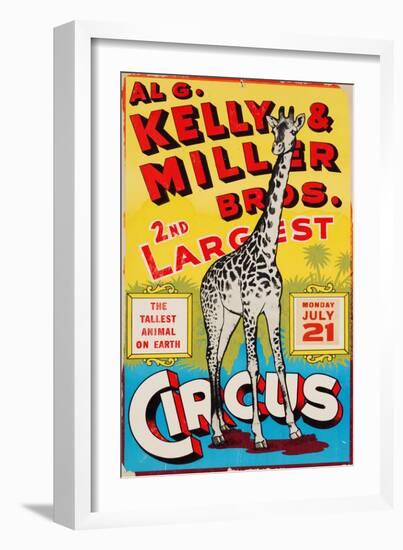 "Al G. Kelly & Miller Bros. 2nd Largest Circus: the Tallest Animal on Earth", Circa 1941-null-Framed Giclee Print