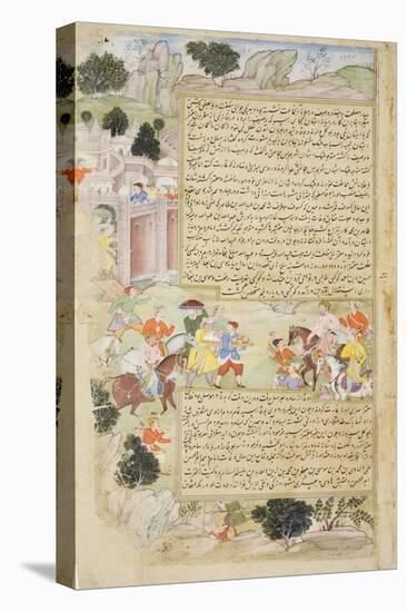 Al-Mu'Tazz Sends Gifts to Abdulla Ibn Abdulla, from the Tarikh-I Alfi Manuscript, C.1592-94-null-Stretched Canvas