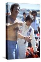 Al Pacino, producer, director Sydney Pollack, on the set of the film Bobby Deerfield, 1977 (photo)-null-Stretched Canvas