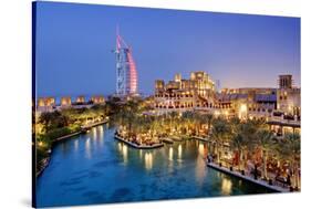 Al Quasr Hotel with Burj Al Arab at the Madinat Jumeirah Resort, Jumeirah Beach, Dubai-null-Stretched Canvas