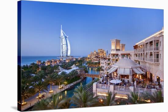 Al Quasr Hotel with Burj Al Arab at the Madinat Jumeirah Resort, Jumeirah Beach, Dubai-null-Stretched Canvas