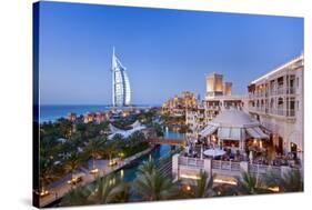 Al Quasr Hotel with Burj Al Arab at the Madinat Jumeirah Resort, Jumeirah Beach, Dubai-null-Stretched Canvas