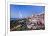 Al Quasr Hotel with Burj Al Arab at the Madinat Jumeirah Resort, Jumeirah Beach, Dubai-null-Framed Art Print