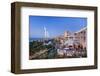 Al Quasr Hotel with Burj Al Arab at the Madinat Jumeirah Resort, Jumeirah Beach, Dubai-null-Framed Art Print