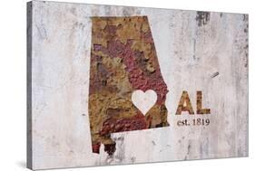 AL Rusty Cementwall Heart-Red Atlas Designs-Stretched Canvas