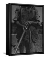 Alabama African American Tenant Farmer Holding a Hoe, June 1936-Dorothea Lange-Framed Stretched Canvas