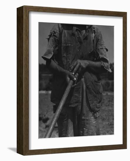 Alabama African American Tenant Farmer Holding a Hoe, June 1936-Dorothea Lange-Framed Photo