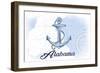 Alabama - Anchor - Blue - Coastal Icon-Lantern Press-Framed Art Print