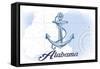 Alabama - Anchor - Blue - Coastal Icon-Lantern Press-Framed Stretched Canvas