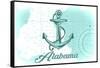 Alabama - Anchor - Teal - Coastal Icon-Lantern Press-Framed Stretched Canvas