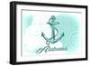 Alabama - Anchor - Teal - Coastal Icon-Lantern Press-Framed Art Print