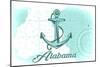 Alabama - Anchor - Teal - Coastal Icon-Lantern Press-Mounted Art Print