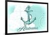 Alabama - Anchor - Teal - Coastal Icon-Lantern Press-Framed Art Print