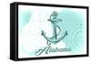 Alabama - Anchor - Teal - Coastal Icon-Lantern Press-Framed Stretched Canvas