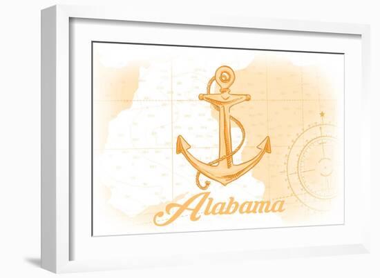 Alabama - Anchor - Yellow - Coastal Icon-Lantern Press-Framed Art Print