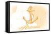 Alabama - Anchor - Yellow - Coastal Icon-Lantern Press-Framed Stretched Canvas