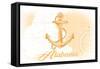 Alabama - Anchor - Yellow - Coastal Icon-Lantern Press-Framed Stretched Canvas