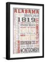 Alabama - Barnwood Typography-Lantern Press-Framed Art Print