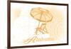 Alabama - Beach Chair and Umbrella - Yellow - Coastal Icon-Lantern Press-Framed Art Print