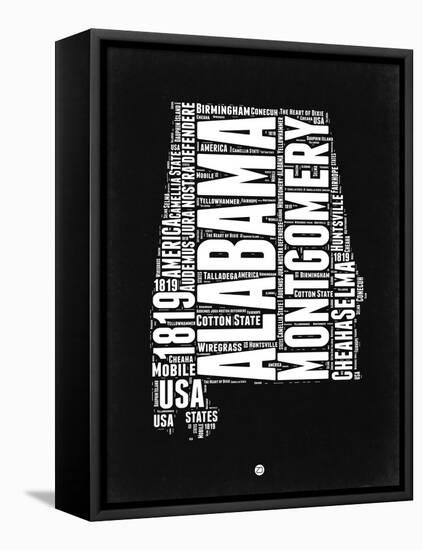 Alabama Black and White Map-NaxArt-Framed Stretched Canvas