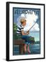 Alabama - Boy Fishing-Lantern Press-Framed Art Print