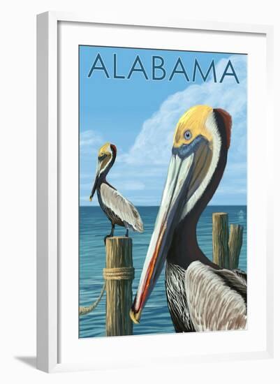 Alabama - Brown Pelicans-Lantern Press-Framed Art Print
