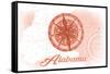 Alabama - Compass - Coral - Coastal Icon-Lantern Press-Framed Stretched Canvas