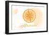 Alabama - Compass - Yellow - Coastal Icon-Lantern Press-Framed Art Print