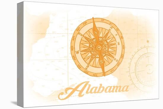 Alabama - Compass - Yellow - Coastal Icon-Lantern Press-Stretched Canvas