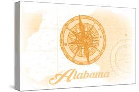 Alabama - Compass - Yellow - Coastal Icon-Lantern Press-Stretched Canvas