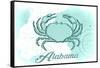 Alabama - Crab - Teal - Coastal Icon-Lantern Press-Framed Stretched Canvas