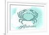 Alabama - Crab - Teal - Coastal Icon-Lantern Press-Framed Premium Giclee Print