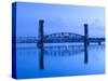 Alabama, Decatur, Old Southern Railway Bridge, Lift Bridge, Tennessee River, Dawn, Blue, USA-John Coletti-Stretched Canvas