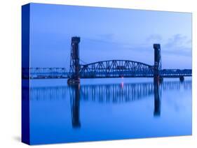 Alabama, Decatur, Old Southern Railway Bridge, Lift Bridge, Tennessee River, Dawn, Blue, USA-John Coletti-Stretched Canvas