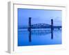 Alabama, Decatur, Old Southern Railway Bridge, Lift Bridge, Tennessee River, Dawn, Blue, USA-John Coletti-Framed Photographic Print