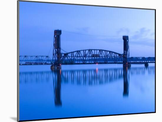 Alabama, Decatur, Old Southern Railway Bridge, Lift Bridge, Tennessee River, Dawn, Blue, USA-John Coletti-Mounted Photographic Print